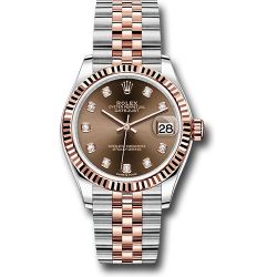  *Pre-Owned* Rolex Steel and Everose Gold Datejust 31 Watch - Fluted Bezel - White Roman Dial - Jubilee Bracelet