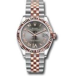  *Pre-Owned* Rolex Steel and Everose Gold Datejust 31 Watch - Fluted Bezel - Mother-Of-Pearl Diamond Dial - Jubilee Bracelet