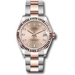  *Pre-Owned* Rolex Steel and Everose Gold Datejust 31 Watch - Fluted Bezel - Chocolate Diamond Dial - Oyster Bracelet