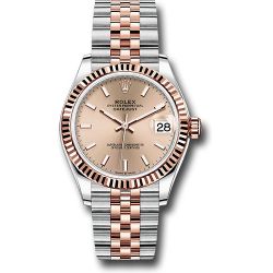  *Pre-Owned* Rolex Steel and Everose Gold Datejust 31 Watch - Fluted Bezel - RosÃ© Roman Dial - Jubilee Bracelet