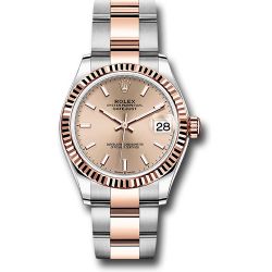  *Pre-Owned* Rolex Steel and Everose Gold Datejust 31 Watch - Fluted Bezel - RosÃ© Index Dial - Oyster Bracelet