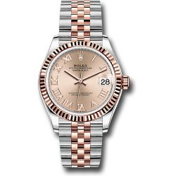  *Pre-Owned* Rolex Steel and Everose Gold Datejust 31 Watch - Fluted Bezel - Dark Rhodium Index Dial - Jubilee Bracelet