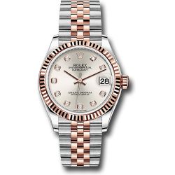  *Pre-Owned* Rolex Steel and Everose Gold Datejust 31 Watch - Fluted Bezel - RosÃ© Diamond Dial - Jubilee Bracelet