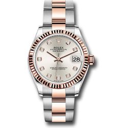  *Pre-Owned* Rolex Steel and Everose Gold Datejust 31 Watch - Fluted Bezel - RosÃ© Diamond Dial - Oyster Bracelet