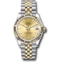  *Pre-Owned* Rolex Steel and Yellow Gold Datejust 31 Watch - Fluted Bezel - Champagne Index Dial - Jubilee Bracelet
