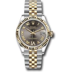  Fluted Bezel - Dark Grey Diamond Roman Six Dial - Jubilee Bracelet