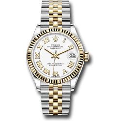  *Pre-Owned* Rolex Steel and Yellow Gold Datejust 31 Watch - Fluted Bezel - White Roman Dial - Jubilee Bracelet