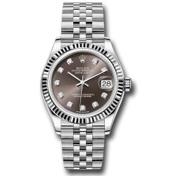  *Pre-Owned* Rolex Steel and White Gold Datejust 31 Watch - Fluted Bezel - Dark Grey Diamond Dial - Jubilee Bracelet