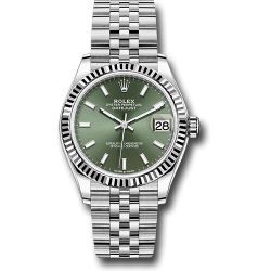  *Pre-Owned* Rolex Steel and White Gold Datejust 31 Watch - Fluted Bezel - Mint Green Index Dial - Jubilee Bracelet