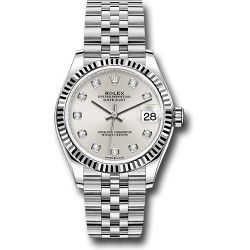  *Pre-Owned* Rolex Steel and White Gold Datejust 31 Watch - Fluted Bezel - Silver Diamond Dial - Jubilee Bracelet