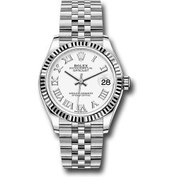 *Pre-Owned* Rolex Steel and White Gold Datejust 31 Watch - Fluted Bezel - White Roman Dial - Jubilee Bracelet