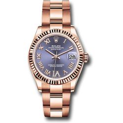  *Pre-Owned* Rolex Everose Gold Datejust 31 Watch - Fluted Bezel - Aubergine Diamond Six Dial - Oyster Bracelet
