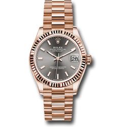  *Pre-Owned* Rolex Everose Gold Datejust 31 Watch - Fluted Bezel - Rhodium Index Dial - President Bracelet