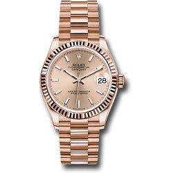  *Pre-Owned* Rolex Everose Gold Datejust 31 Watch - Fluted Bezel - RosÃ© Index Dial - President Bracelet