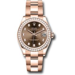 *Pre-Owned* Rolex Everose Gold Datejust 31 Watch - Diamond Bezel - Chocolate Diamond Dial - Oyster Bracelet