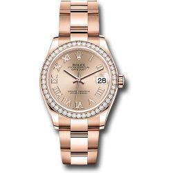  *Pre-Owned* Rolex Everose Gold Datejust 31 Watch - Diamond Bezel - RosÃ© Roman Dial - Oyster Bracelet