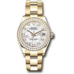  *Pre-Owned* Rolex Yellow Gold Datejust 31 Watch - Diamond Bezel - Mother-of-Pearl Diamond Dial - Oyster Bracelet