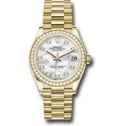  *Pre-Owned* Rolex Yellow Gold Datejust 31 Watch - Diamond Bezel - Mother-of-Pearl Diamond Dial - President Bracelet