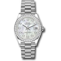  *Pre-Owned* Rolex White Gold Datejust 31 Watch - Diamond Bezel - Mother-Of-Pearl Diamond Dial - President Bracelet
