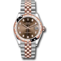  *Pre-Owned* Rolex Steel and Everose Gold Datejust 31 Watch - 24 Diamond Bezel - White Roman Dial - Jubilee Bracelet