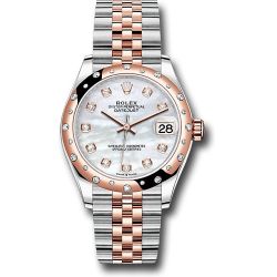  *Pre-Owned* Rolex Steel and Everose Gold Datejust 31 Watch - 24 Diamond Bezel - Silver Diamond Dial - Jubilee Bracelet