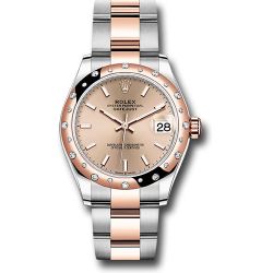  *Pre-Owned* Rolex Steel and Everose Gold Datejust 31 Watch - 24 Diamond Bezel - RosÃ© Roman Dial - Oyster Bracelet