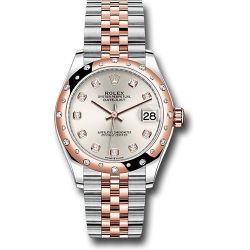  *Pre-Owned* Rolex Steel and Everose Gold Datejust 31 Watch - 24 Diamond Bezel - RosÃ© Diamond Dial - Jubilee Bracelet
