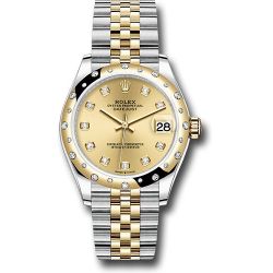  *Pre-Owned* Rolex Steel and Yellow Gold Datejust 31 Watch - Domed Diamond Bezel - Champagne Diamond Dial - Jubilee Bracelet