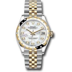  *Pre-Owned* Rolex Steel and Yellow Gold Datejust 31 Watch - Domed Diamond Bezel - Mother-of-Pearl Diamond Dial - Jubilee Bracelet