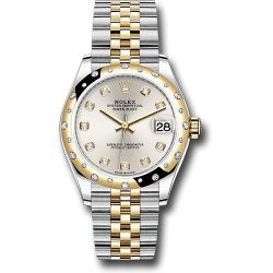  *Pre-Owned* Rolex Steel and Yellow Gold Datejust 31 Watch - Domed Diamond Bezel - Silver Diamond Dial - Jubilee Bracelet