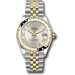  *Pre-Owned* Rolex Steel and Yellow Gold Datejust 31 Watch - Domed Diamond Bezel - Silver Diamond Roman Six Dial - Jubilee Bracelet
