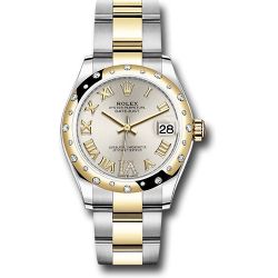  *Pre-Owned* Rolex Steel and Yellow Gold Datejust 31 Watch - Domed Diamond Bezel - Silver Diamond Roman Six Dial - Oyster Bracelet