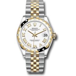  *Pre-Owned* Rolex Steel and Yellow Gold Datejust 31 Watch - Domed Diamond Bezel - White Roman Dial - Jubilee Bracelet