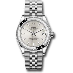  *Pre-Owned* Rolex Steel and White Gold Datejust 31 Watch - Domed 24 Diamond Bezel - Silver Index Dial - Jubilee Bracelet