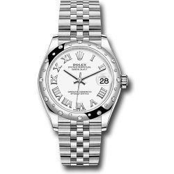  *Pre-Owned* Rolex Steel and White Gold Datejust 31 Watch - Domed 24 Diamond Bezel - White Roman Dial - Jubilee Bracelet
