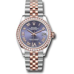  *Pre-Owned* Rolex Steel and Everose Gold Datejust 31 Watch - 46 Diamond Bezel - Aubergine Diamond Roman VI Dial - Jubilee Bracelet