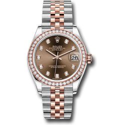  *Pre-Owned* Rolex Steel and Everose Gold Datejust 31 Watch - 46 Diamond Bezel - Chocolate Diamond Dial - Jubilee Bracelet
