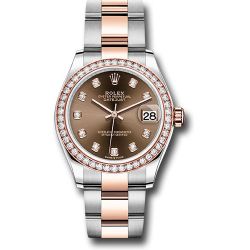  *Pre-Owned* Rolex Steel and Everose Gold Datejust 31 Watch - 46 Diamond Bezel - Chocolate Diamond Dial - Oyster Bracelet