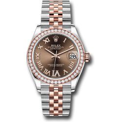  *Pre-Owned* Rolex Steel and Everose Gold Datejust 31 Watch - 46 Diamond Bezel - Chocolate Diamond Roman VI Dial - Jubilee Bracelet