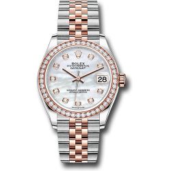   *Pre-Owned* Rolex Steel and Everose Gold Datejust 31 Watch - 46 Diamond Bezel - Mother-of-Pearl Diamond Dial - Jubilee Bracelet