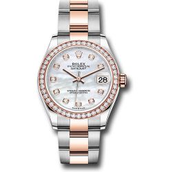  *Pre-Owned* Rolex Steel and Everose Gold Datejust 31 Watch - 46 Diamond Bezel - Mother-of-Pearl Diamond Dial - Oyster Bracelet