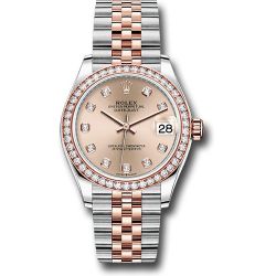  *Pre-Owned* Rolex Steel and Everose Gold Datejust 31 Watch - 46 Diamond Bezel - RosÃ© Diamond Dial - Jubilee Bracelet