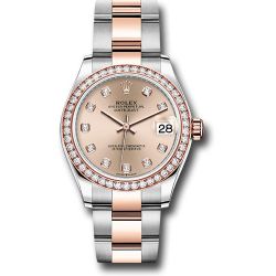  *Pre-Owned* Rolex Steel and Everose Gold Datejust 31 Watch - 46 Diamond Bezel - RosÃ© Diamond Dial - Oyster Bracelet