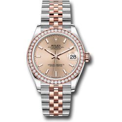 *Pre-Owned* Rolex Steel and Everose Gold Datejust 31 Watch - 46 Diamond Bezel - RosÃ© Index Dial - Jubilee Bracelet