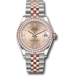 *Pre-Owned* Rolex Steel and Everose Gold Datejust 31 Watch - 46 Diamond Bezel - RosÃ© Roman Dial - Jubilee Bracelet