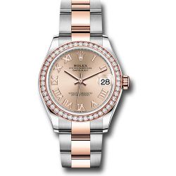  *Pre-Owned* Rolex Steel and Everose Gold Datejust 31 Watch - 46 Diamond Bezel - RosÃ© Roman Dial - Oyster Bracelet
