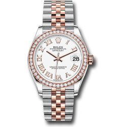  *Pre-Owned* Rolex Steel and Everose Gold Datejust 31 Watch - 46 Diamond Bezel - White Roman Dial - Jubilee Bracelet