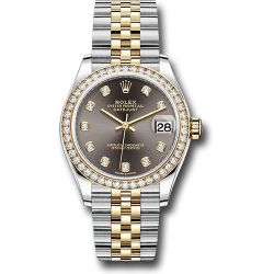  *Pre-Owned* Rolex Steel and Yellow Gold Datejust 31 Watch - Diamond Bezel - Dark Grey Diamond Dial - Jubilee Bracelet