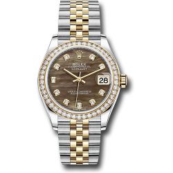  *Pre-Owned* Rolex Steel and Yellow Gold Datejust 31 Watch - Diamond Bezel - Dark Mother-of-Pearl Diamond Dial - Jubilee Bracelet
