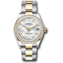  *Pre-Owned* Rolex Steel and Yellow Gold Datejust 31 Watch - Diamond Bezel - Mother-of-Pearl Diamond Dial - Oyster Bracelet